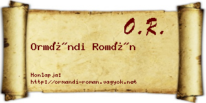 Ormándi Román névjegykártya
